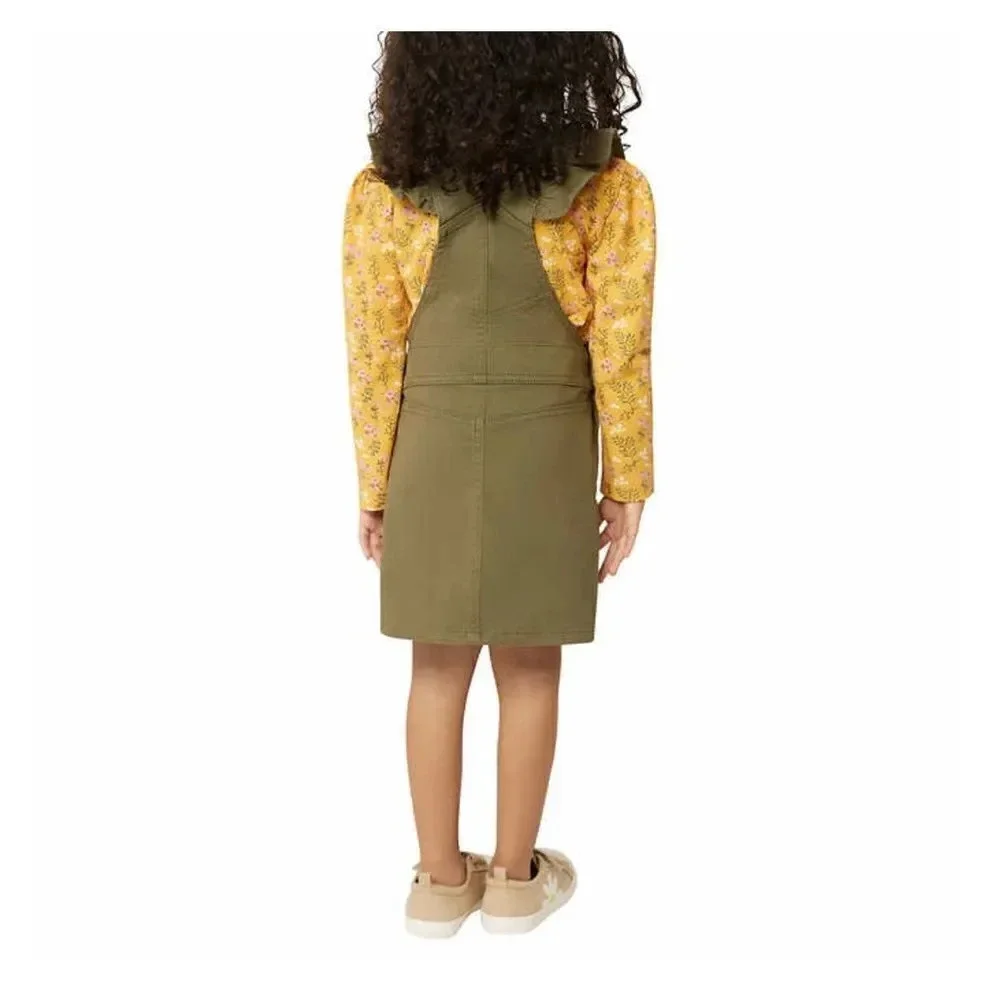 BCBG Girls Jumper Romper Skirt Set With Long Sleeve Yellow Floral Shirt 5